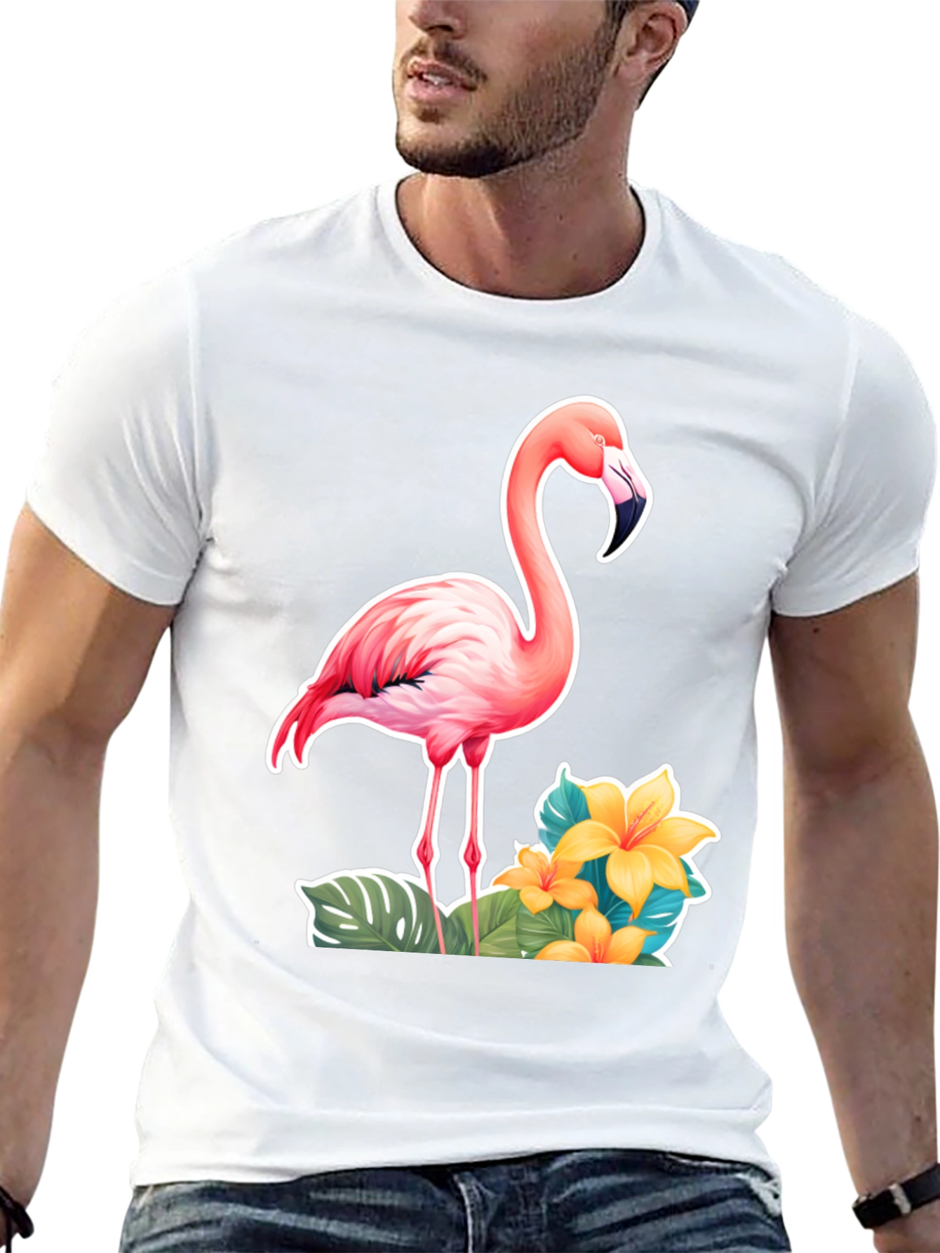 Tropical Flamingo T-Shirt - Black