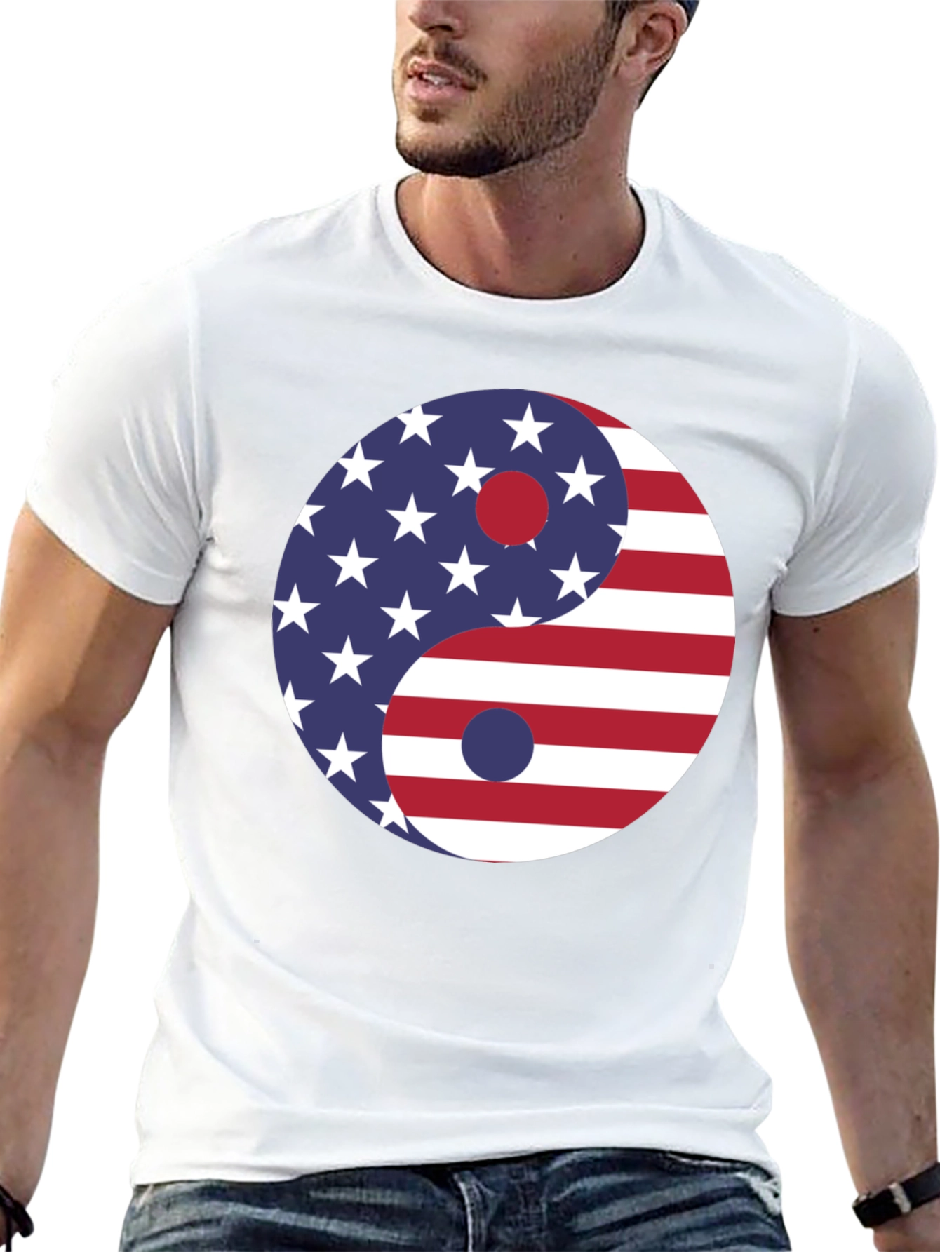 Yin Yang USA Flag Graphic Tee - Patriotic Harmony
