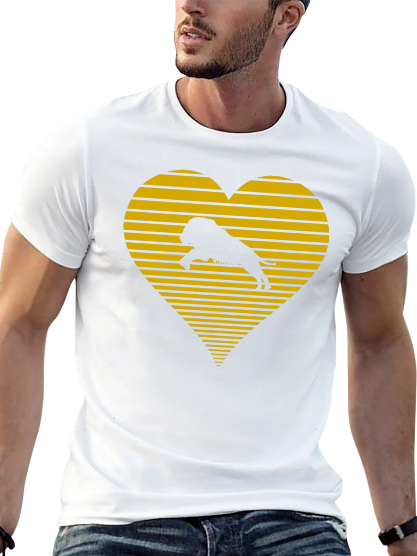 Lion Heart Striped Graphic Tee - Black