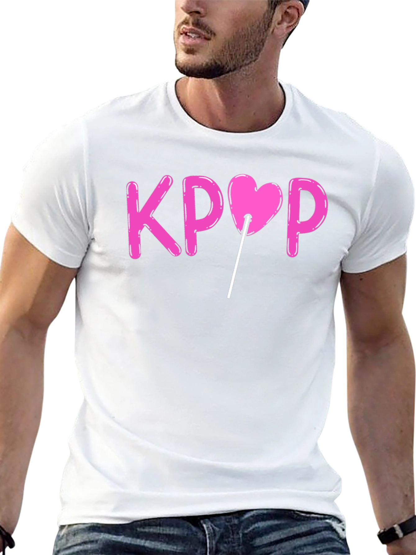 KPOP Heart Lollipop Black Graphic T-Shirt