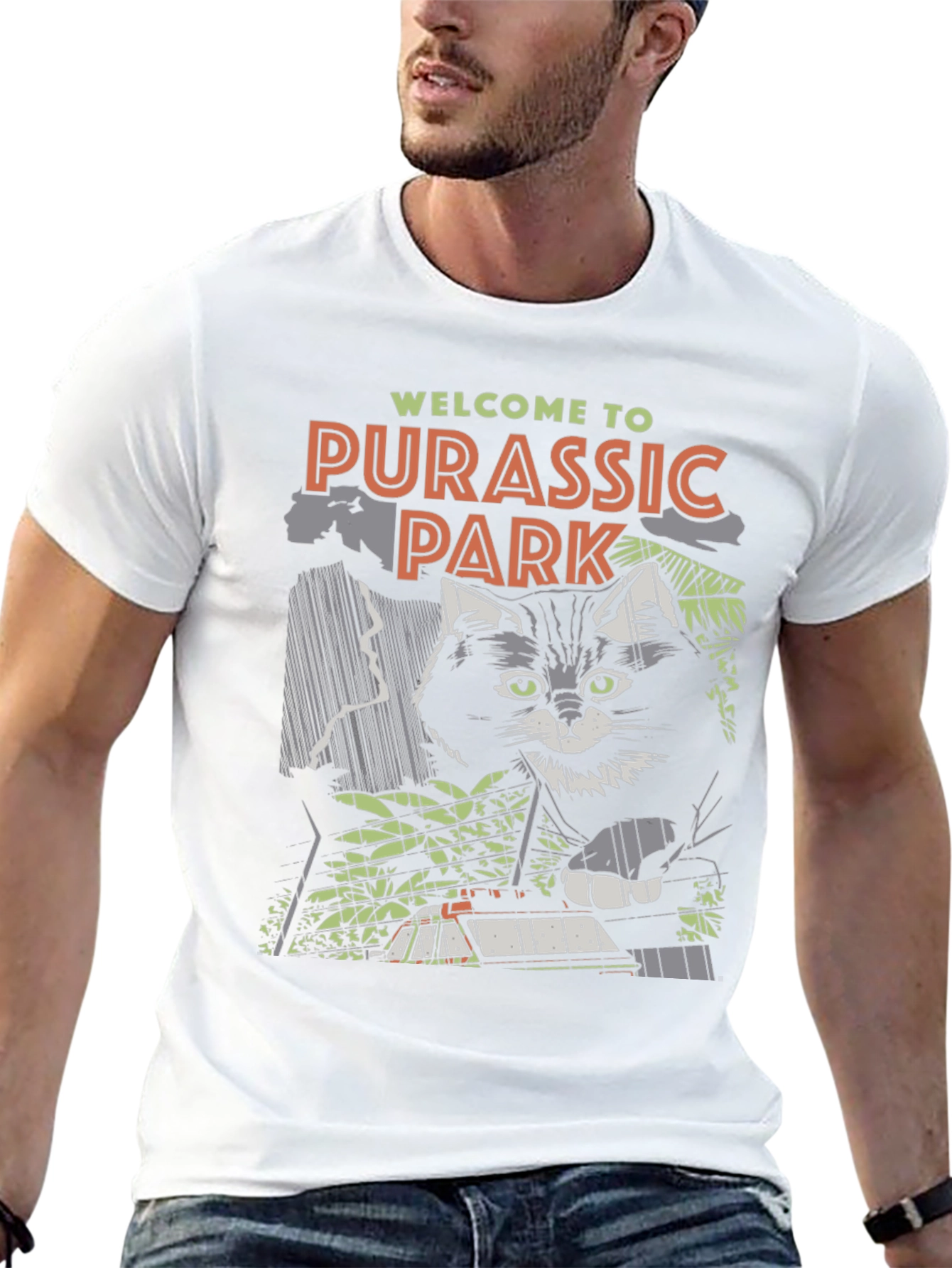 Purassic Park T-Shirt Funny Cat Tee