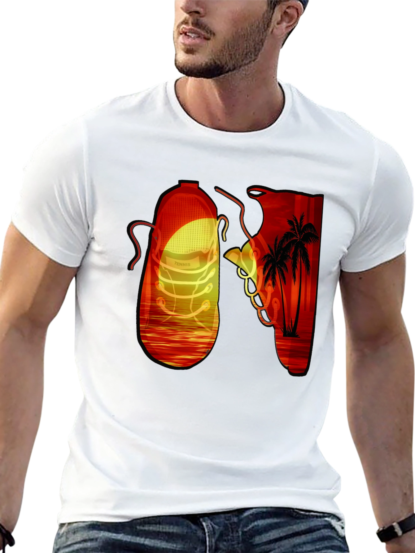 Sunset Shoe Graphic Tee - Cool Retro Style