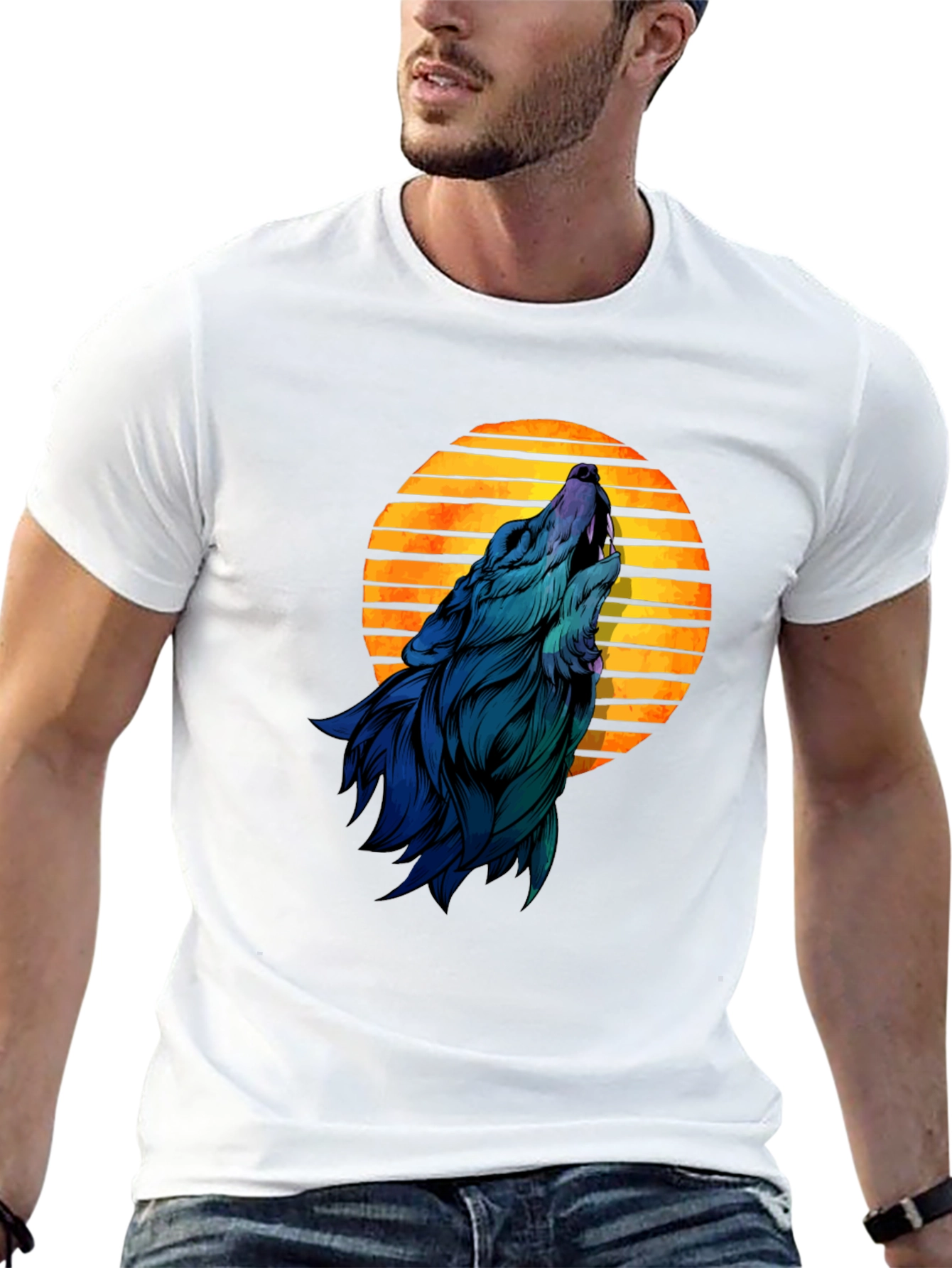 Wolf Howling at Sunset Graphic T-Shirt