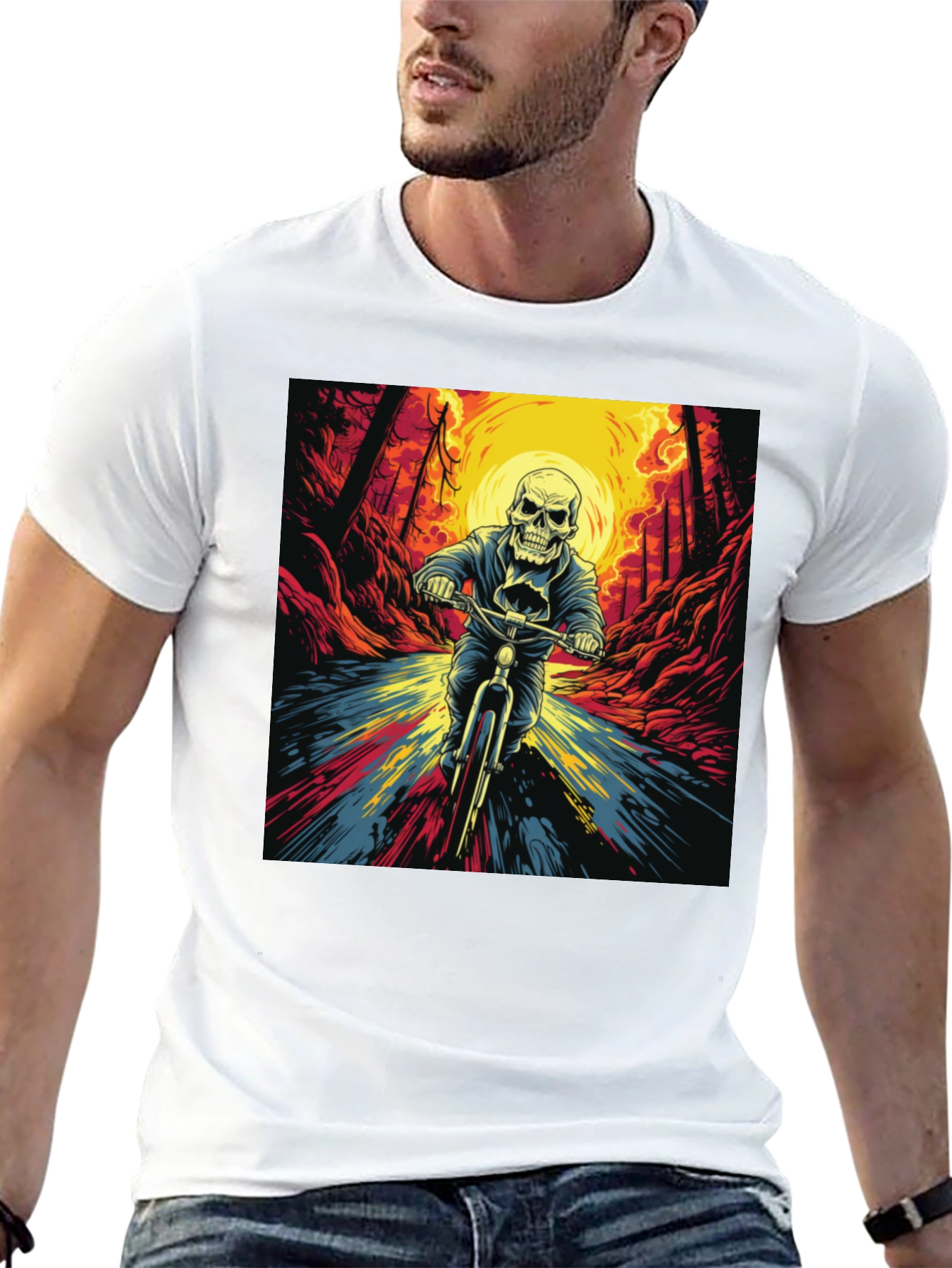 Skull Rider Graphic Tee - Black Cotton T-Shirt