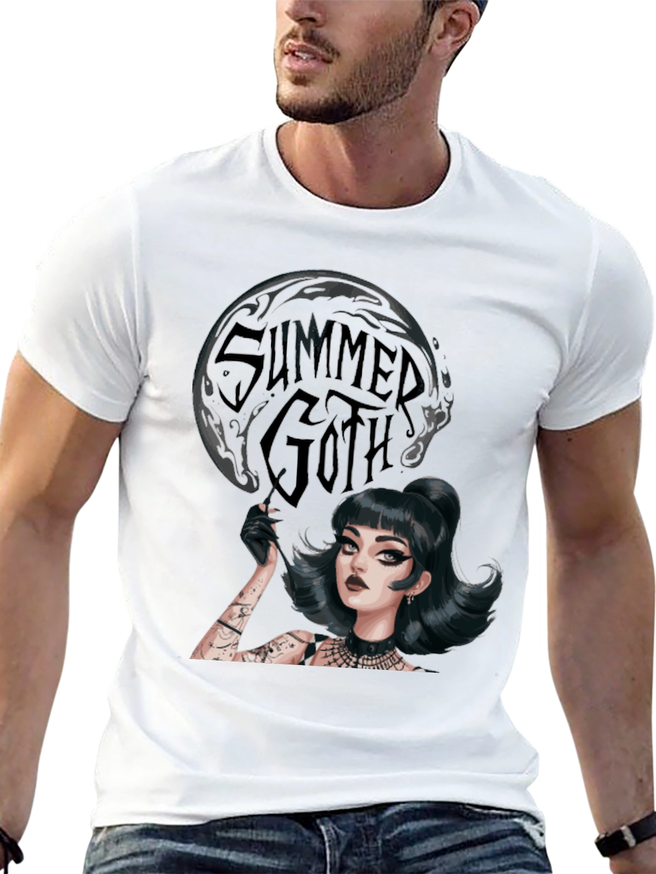 Summer Goth Tee - Dark Aesthetic Graphic T-Shirt
