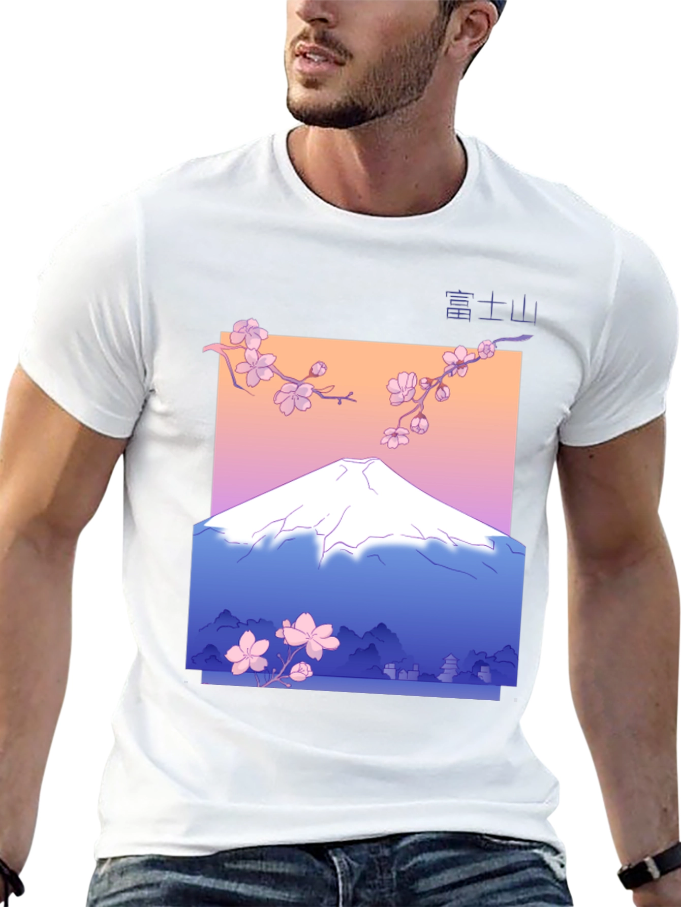 Japanese Mount Fuji Cherry Blossom Graphic Tee