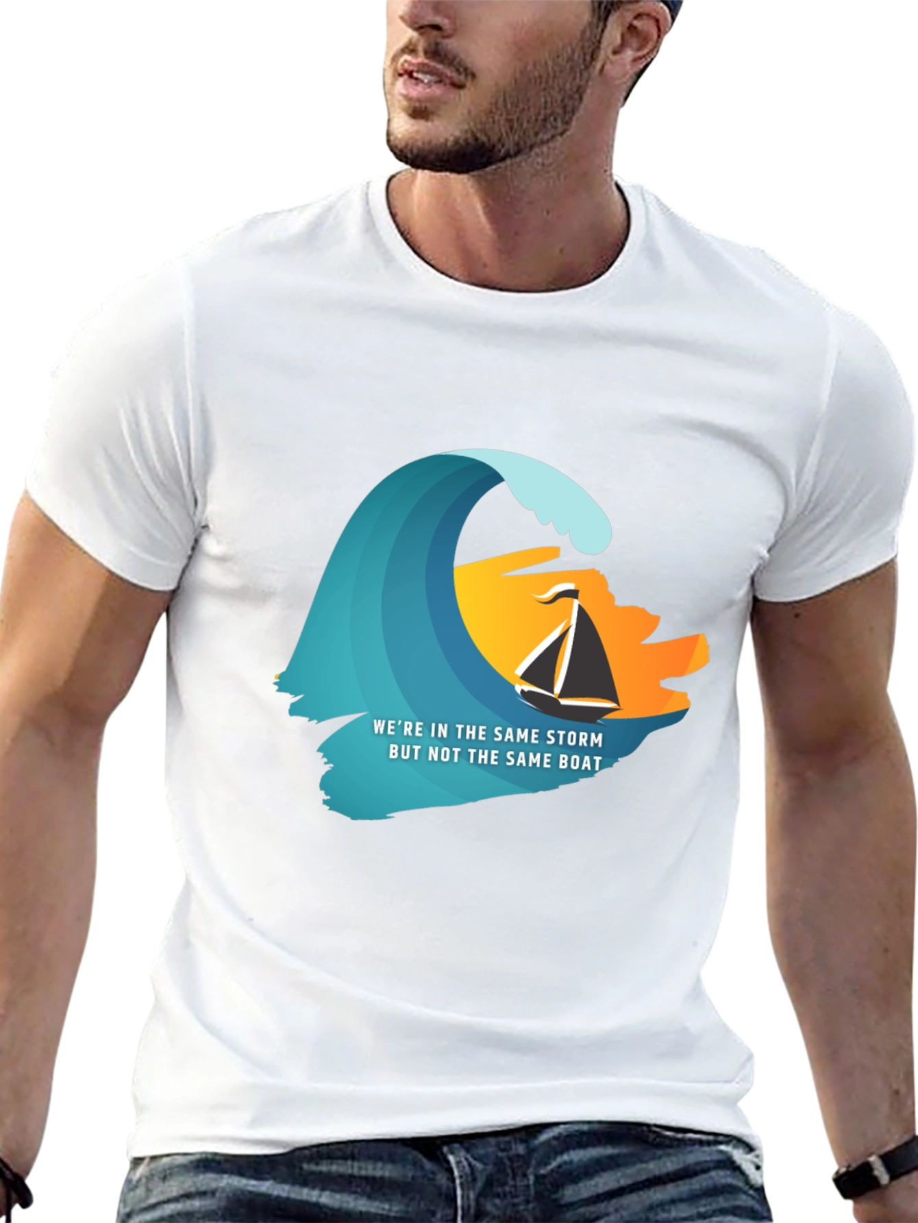 Same Storm Different Boat Graphic Tee - Black