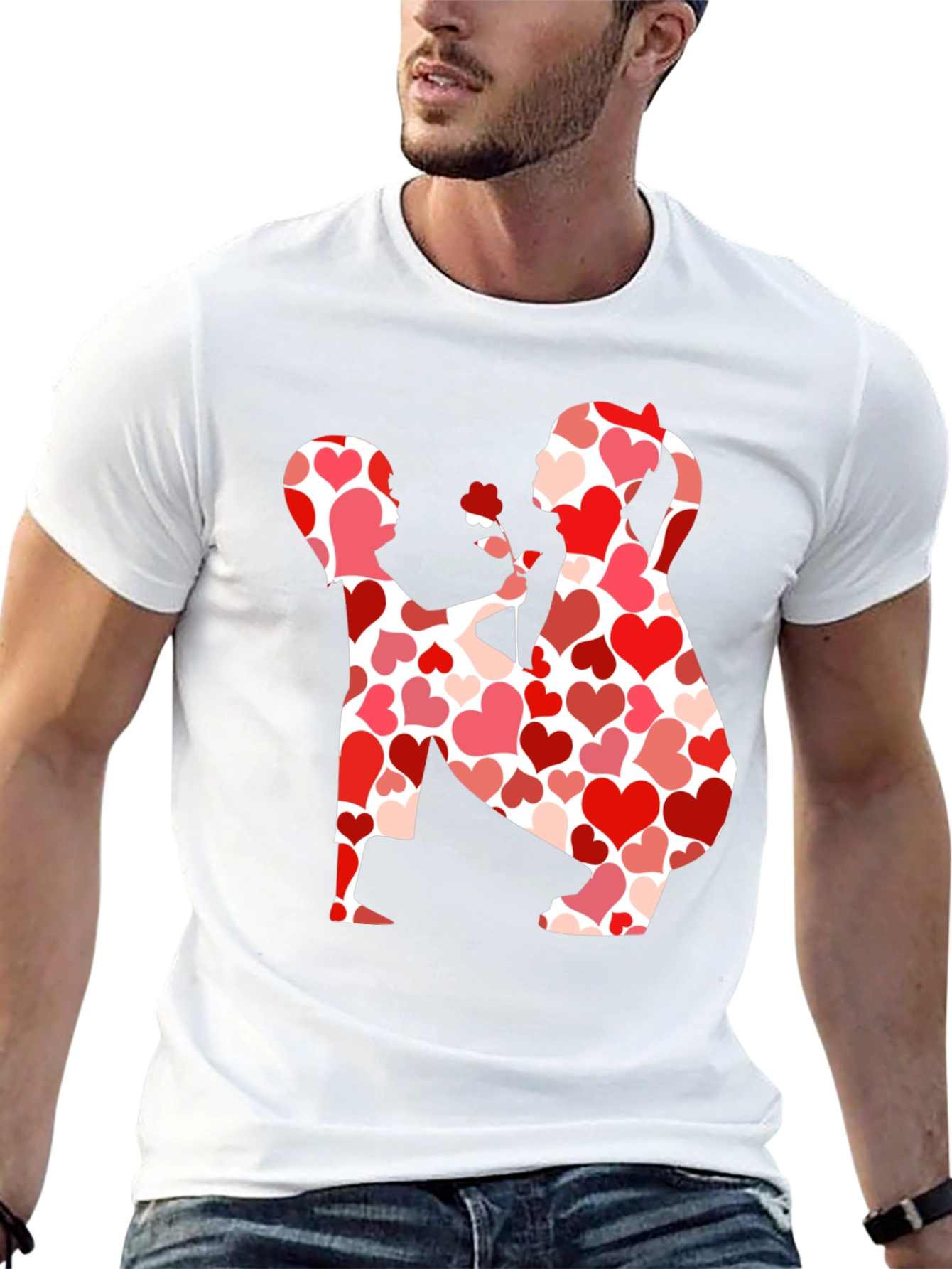 Heart Pattern Valentines Day Couple T-Shirt