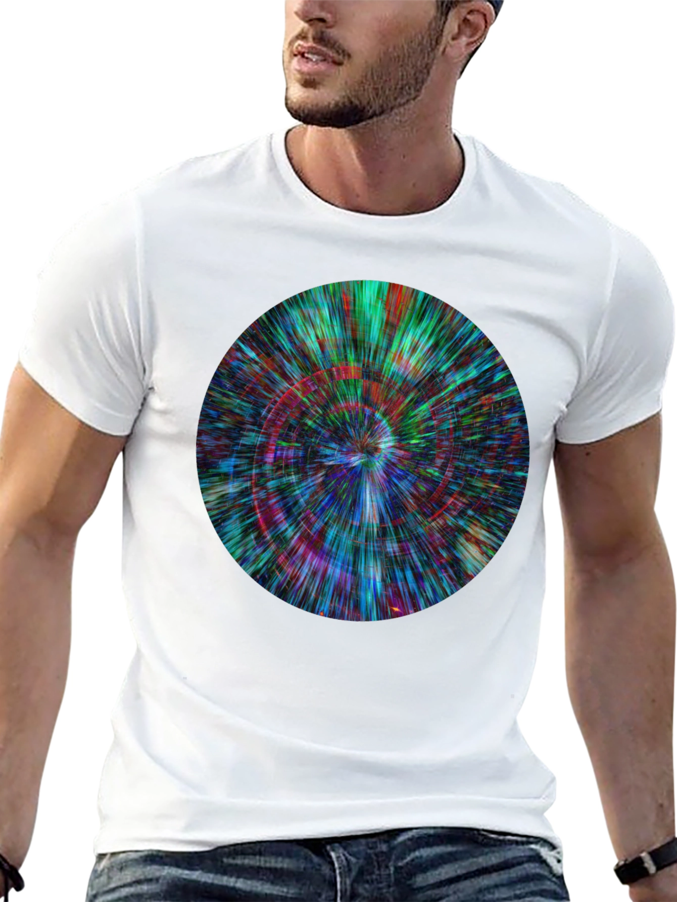 Abstract Circle Design Black T-Shirt