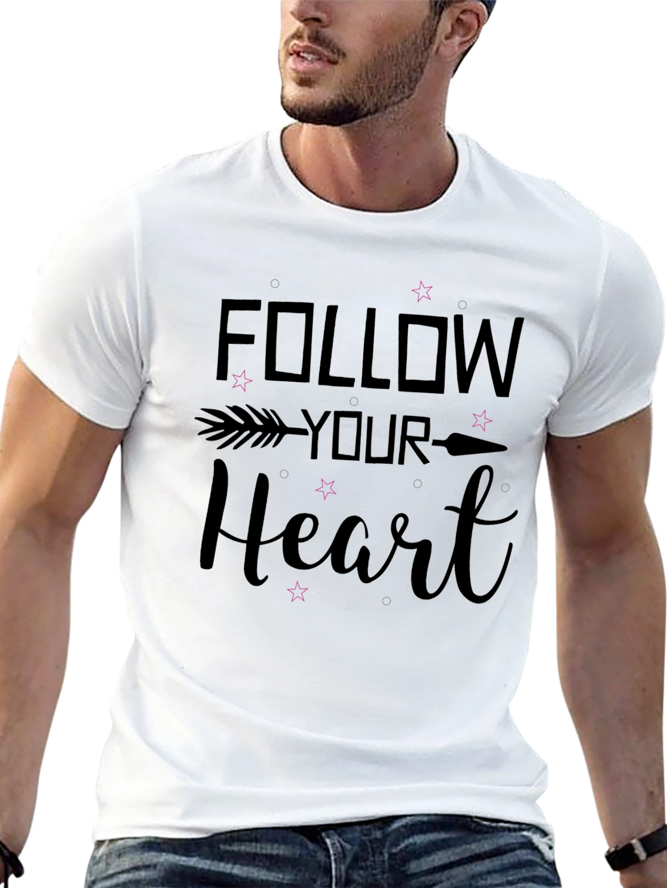 Follow Your Heart Black Graphic T-Shirt