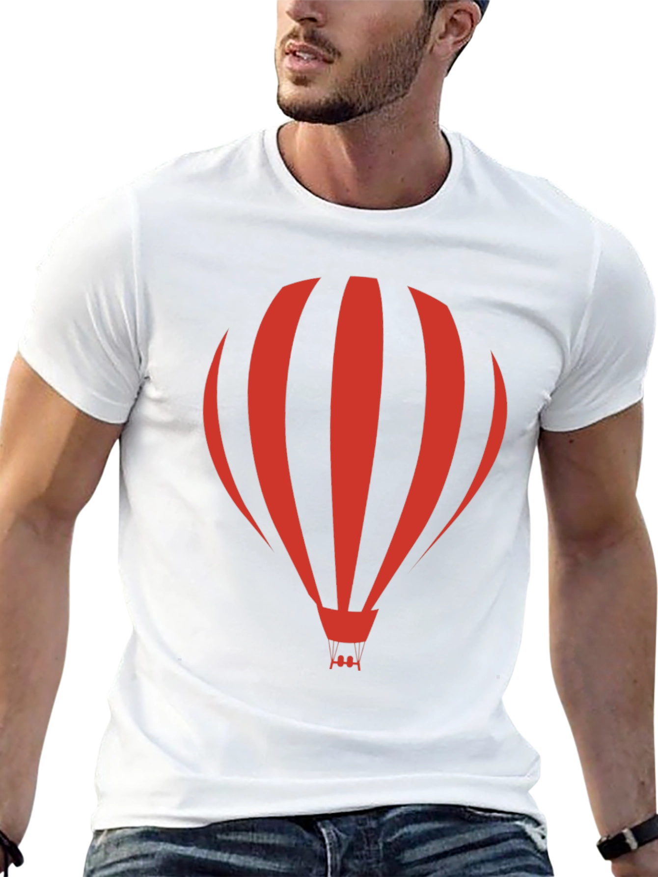 Red Hot Air Balloon Black T-Shirt