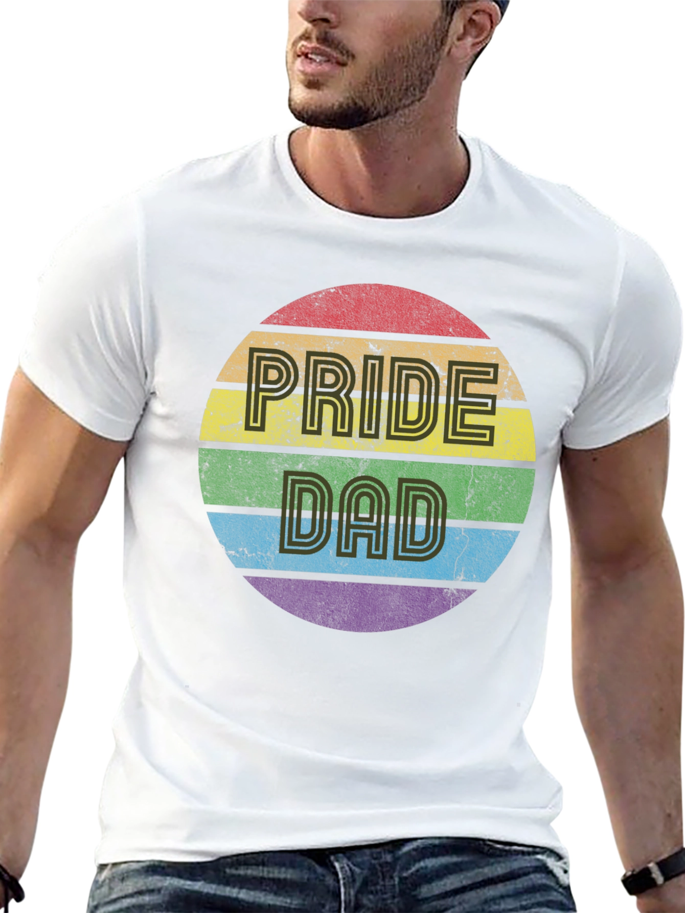 Pride Dad Rainbow Graphic Tee - Black