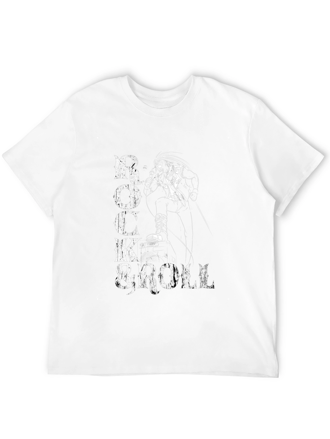 Rock & Roll Graphic Print Tee - Black
