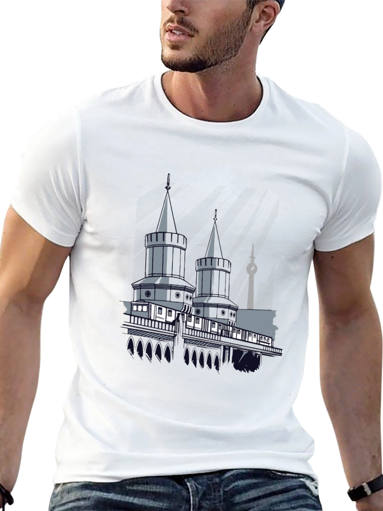 Berlin Towers Graphic Tee - Black Cotton Casual Shirt