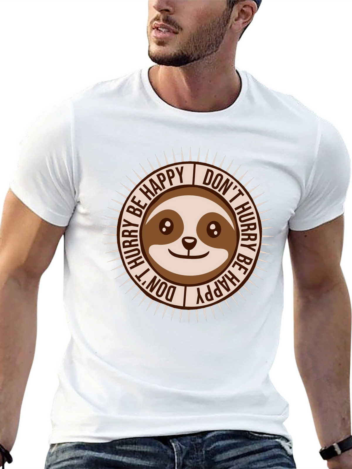 Sloth Dont Hurry Be Happy Graphic T-Shirt