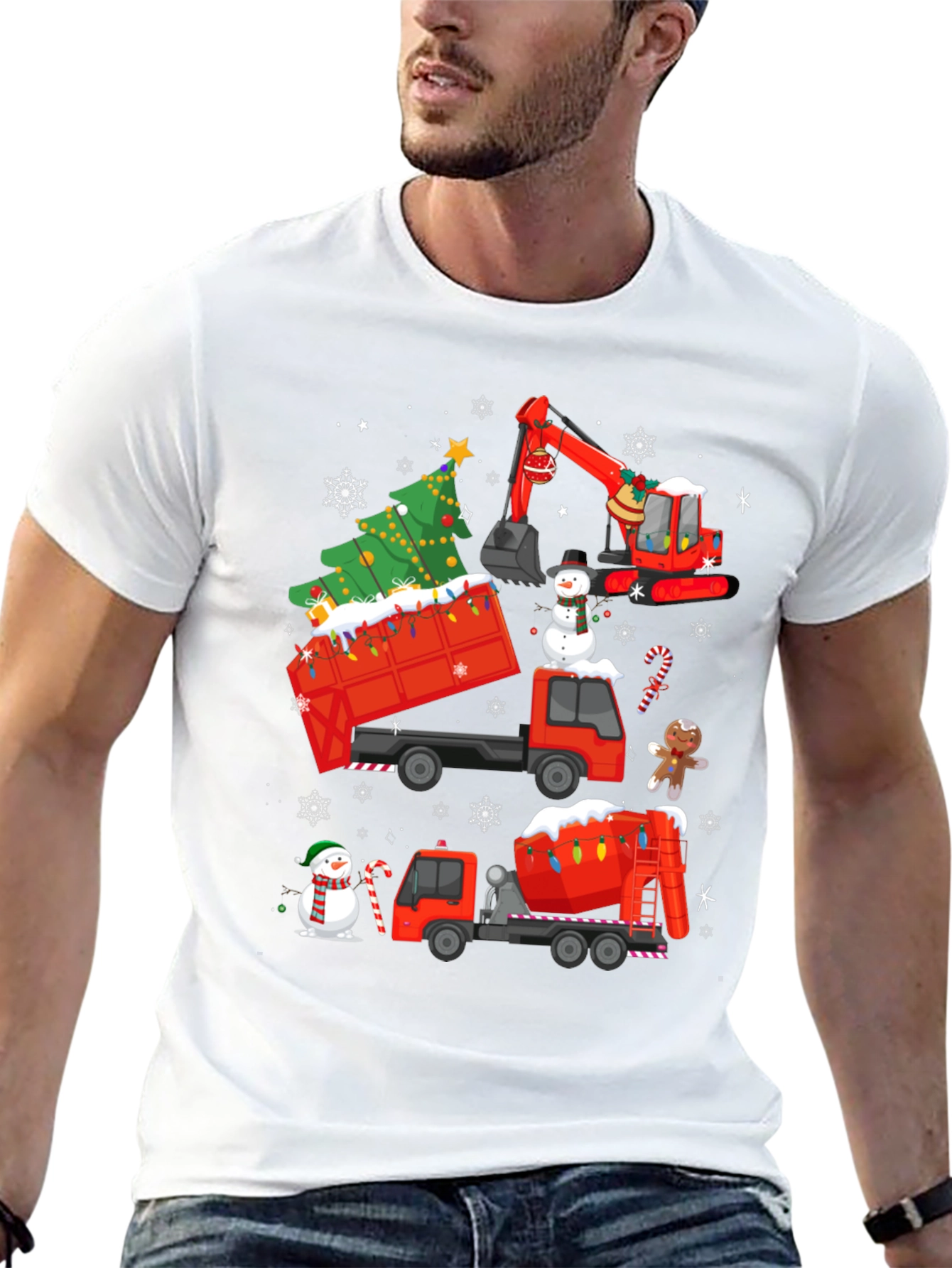 Christmas Construction Trucks T-Shirt
