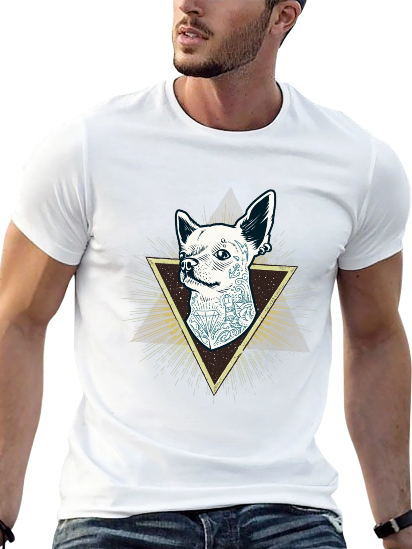 Tattooed Dog Graphic Tee - Mens Black T-Shirt