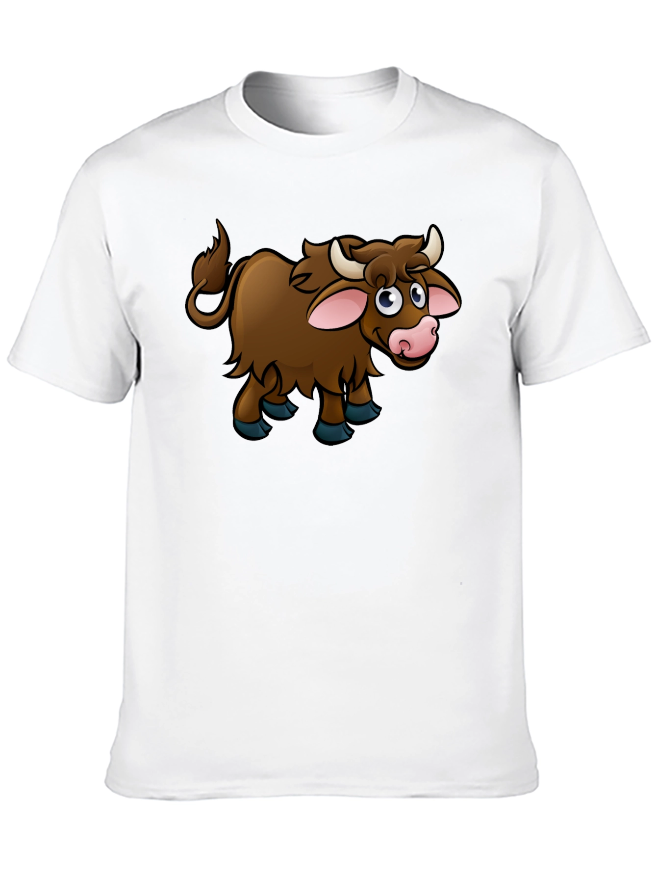 Cartoon Highland Cow Black T-Shirt