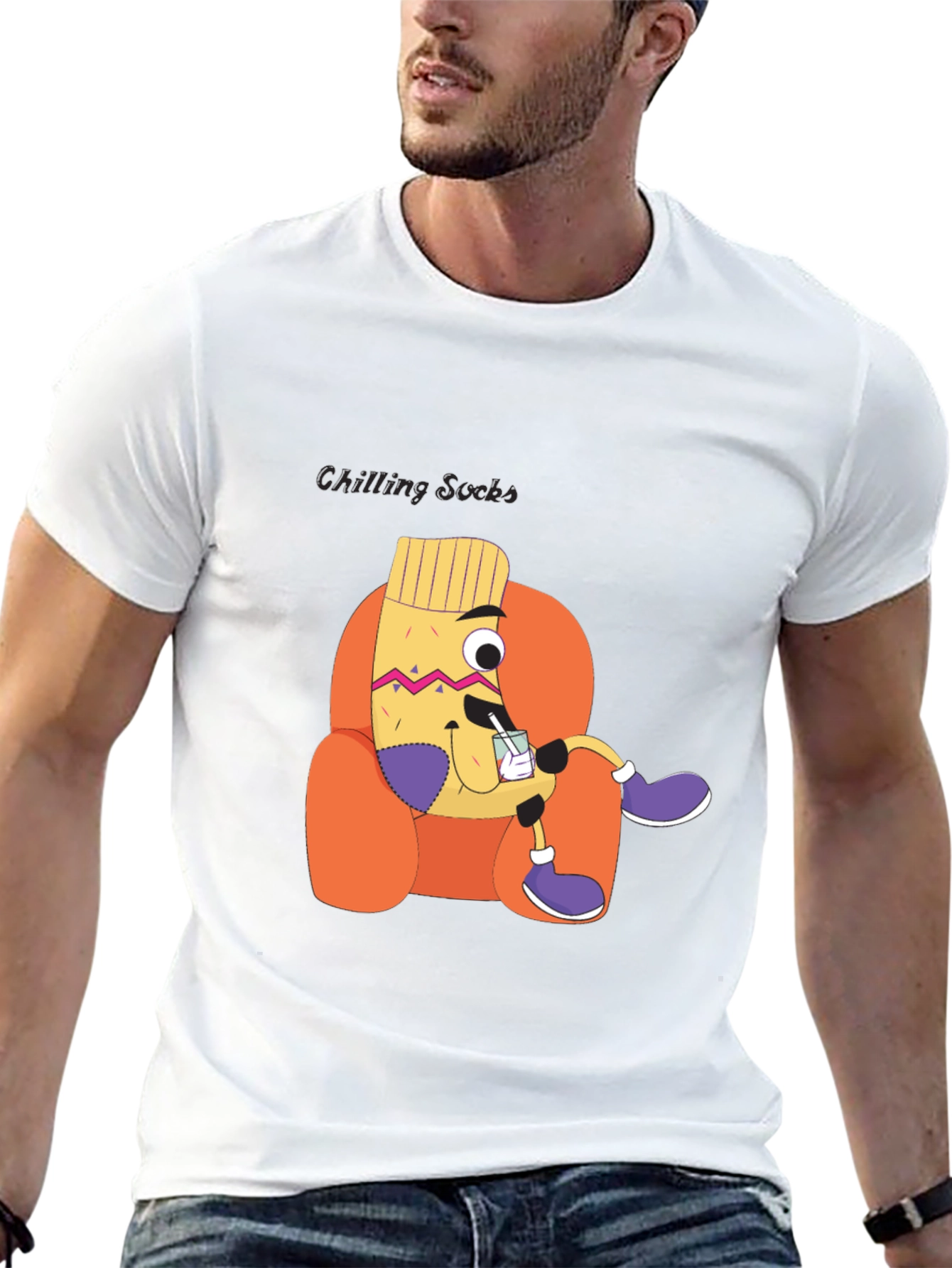 Chilling Socks Cartoon Graphic Tee - Unisex