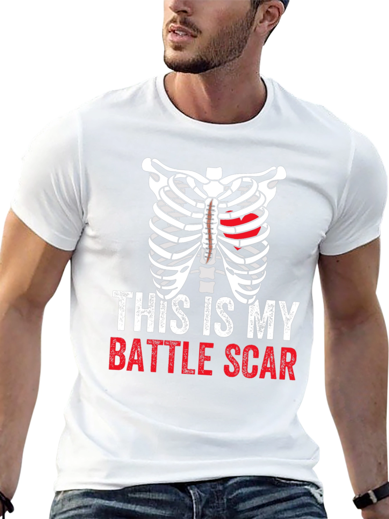 This Is My Battle Scar Ribcage Heart T-Shirt