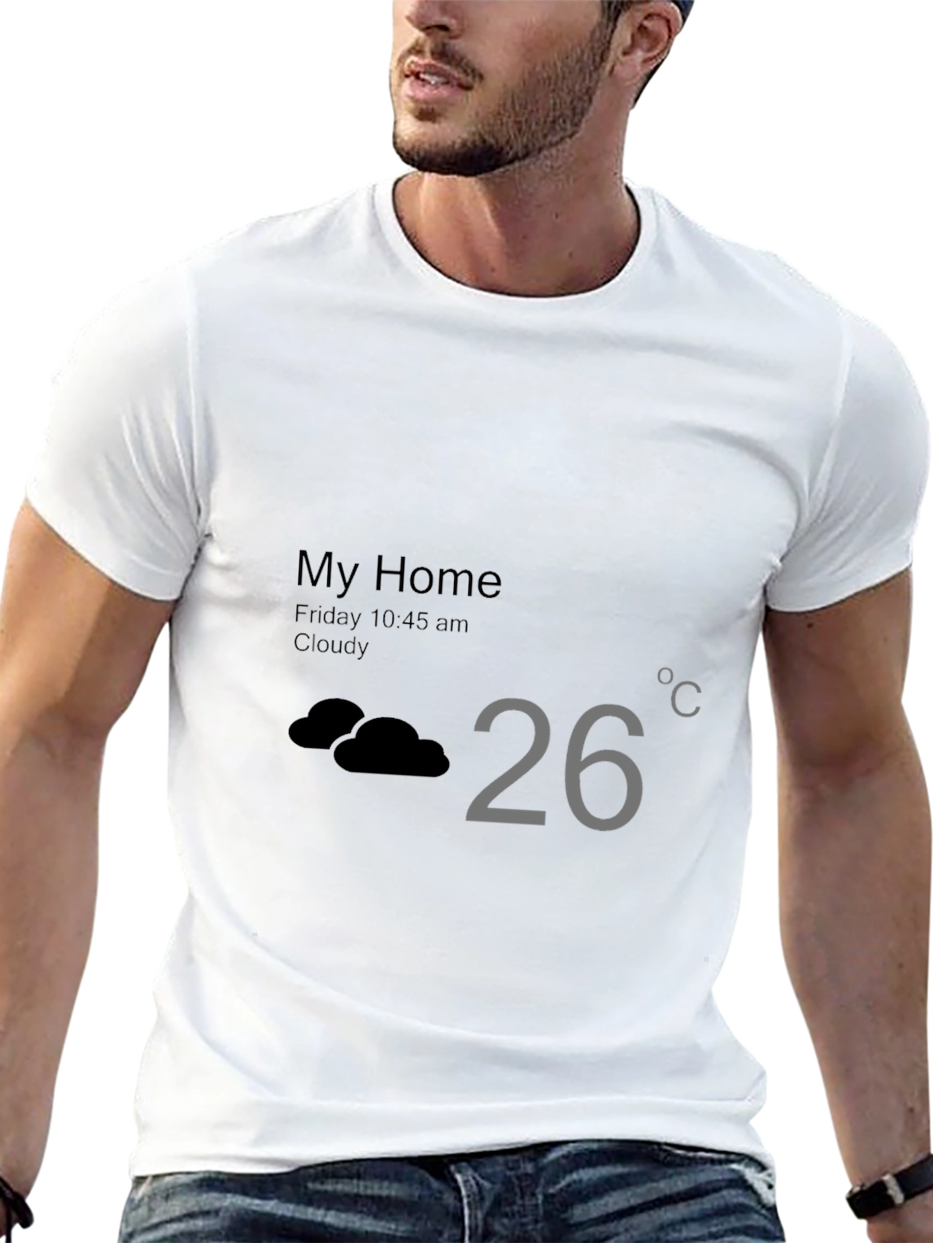 Weather App T-Shirt - My Home Cloudy 26 Degrees