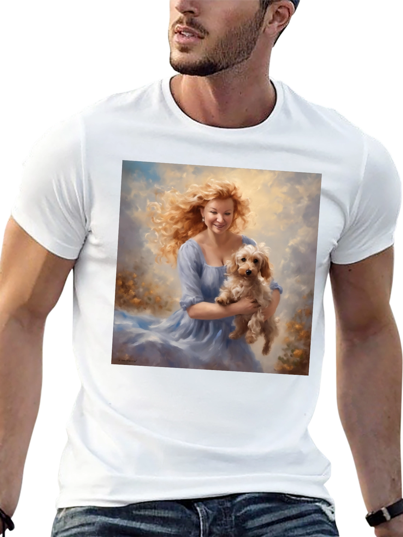 Woman with Dog Graphic Tee - Soft & Stylish