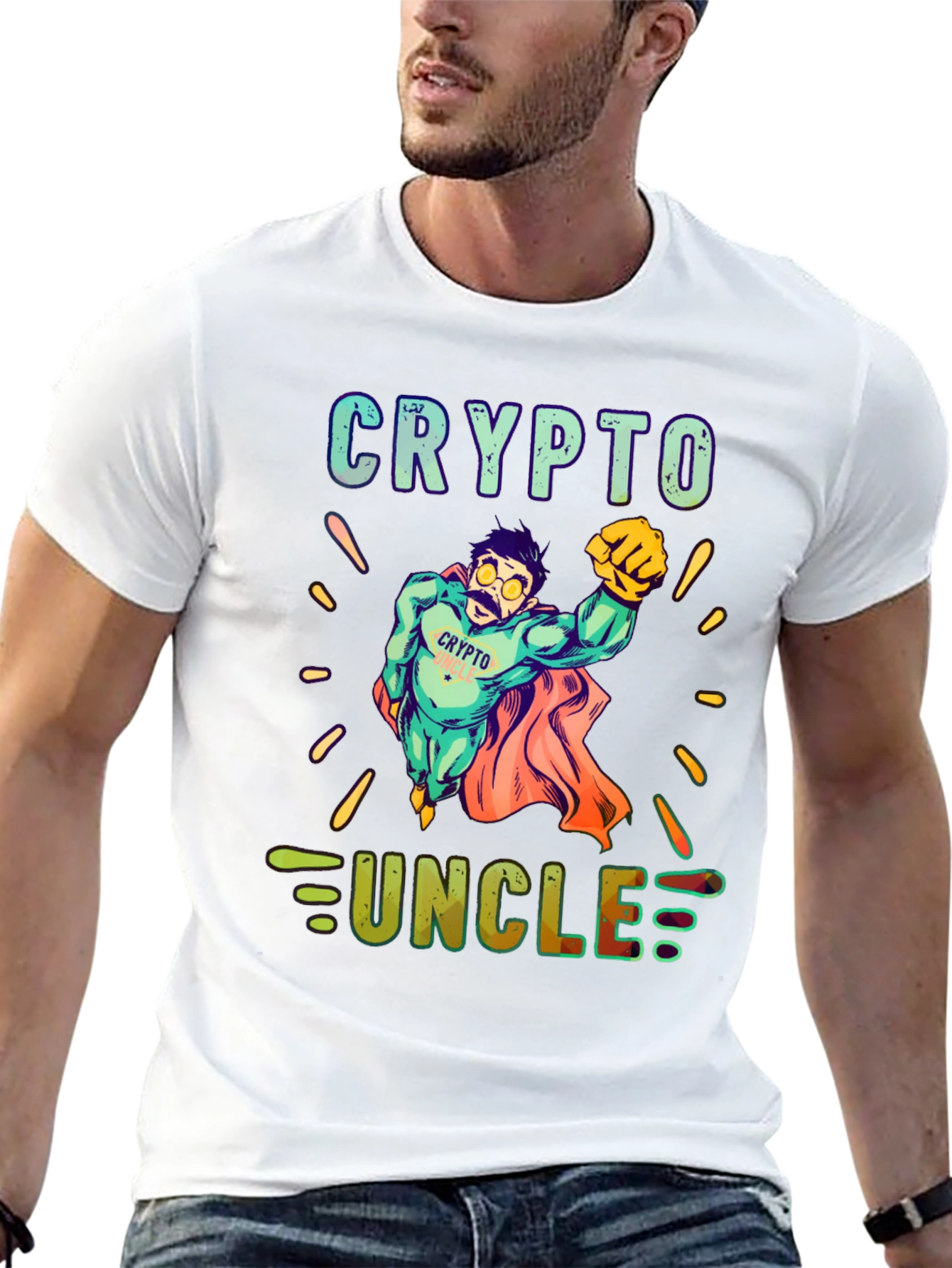 Crypto Uncle T-Shirt - Superhero Design