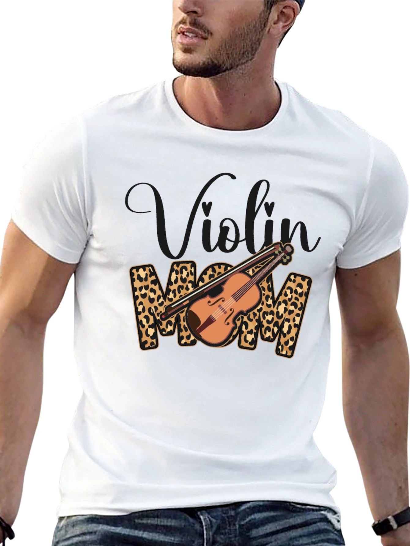 Violin Mom Leopard Print T-Shirt