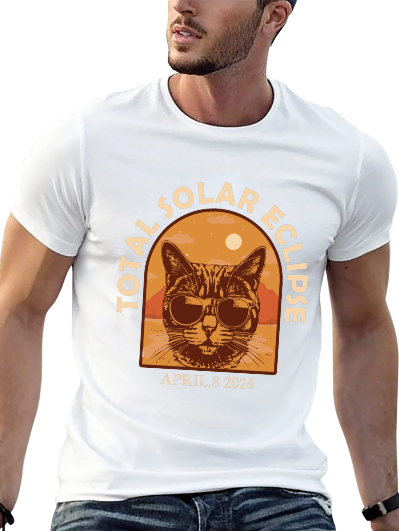 Total Solar Eclipse April 8 2024 Cat T-Shirt