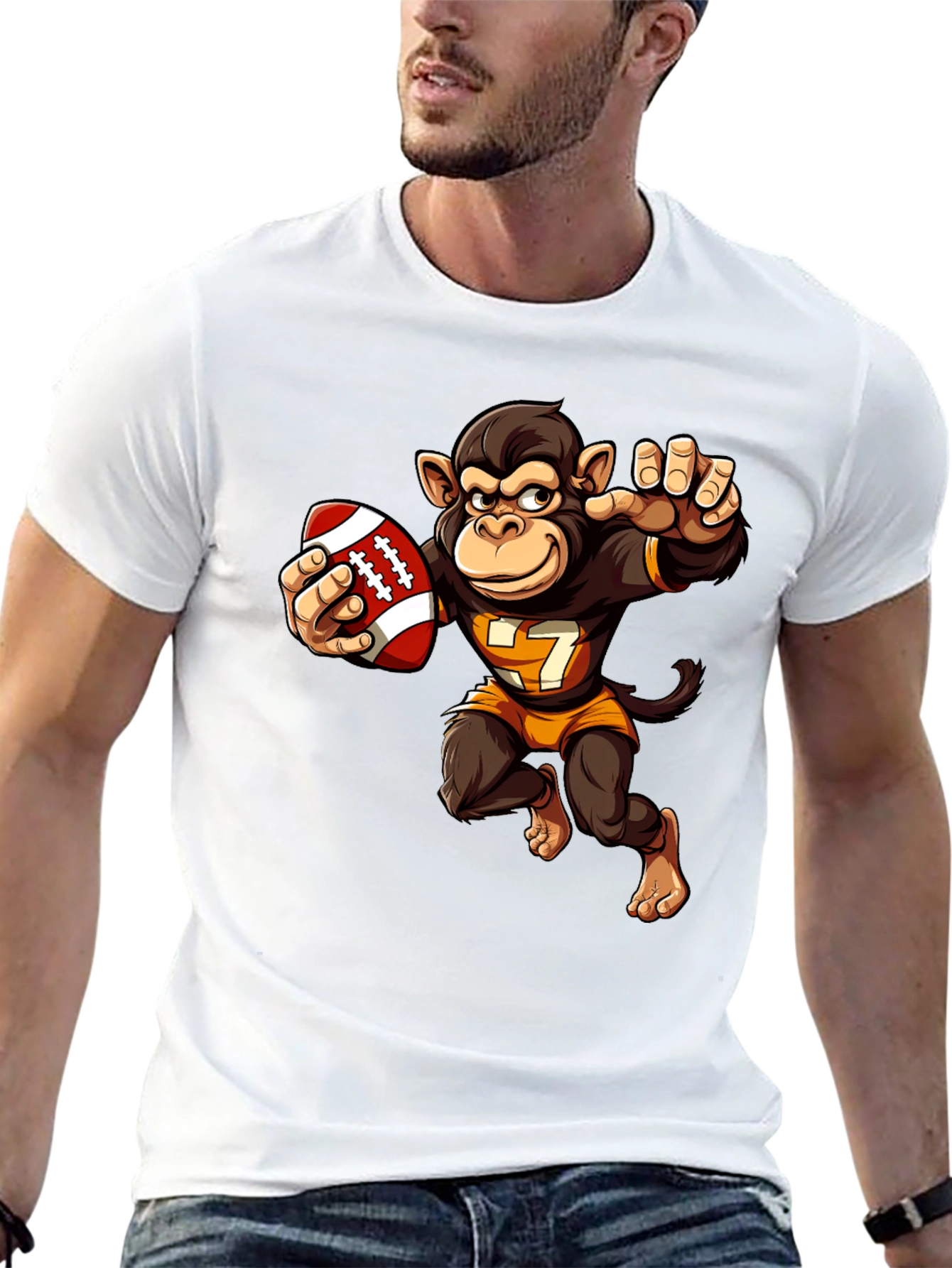 Monkey Football Player T-Shirt