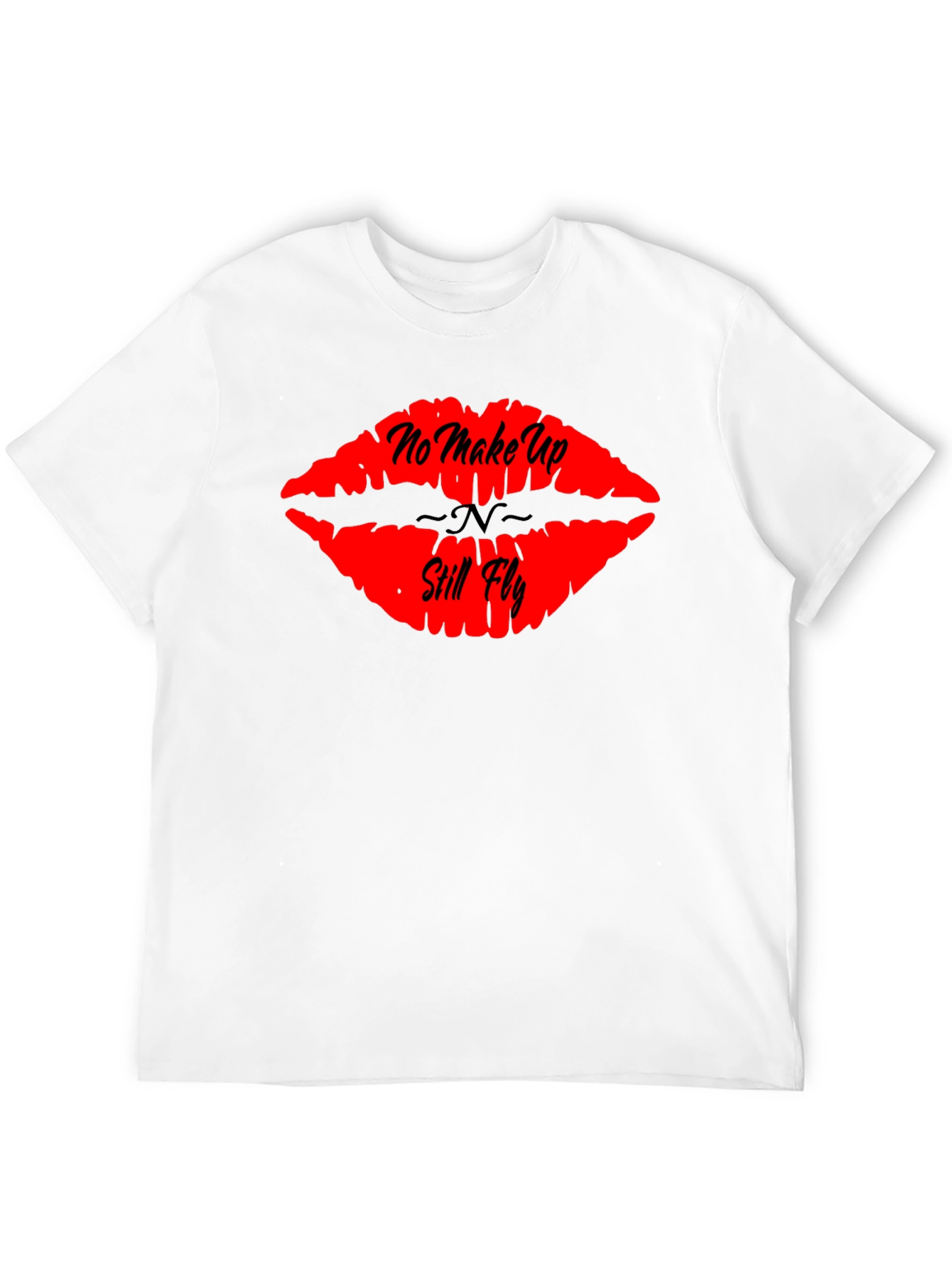 No Makeup Still Fly Lips Graphic Tee - Black