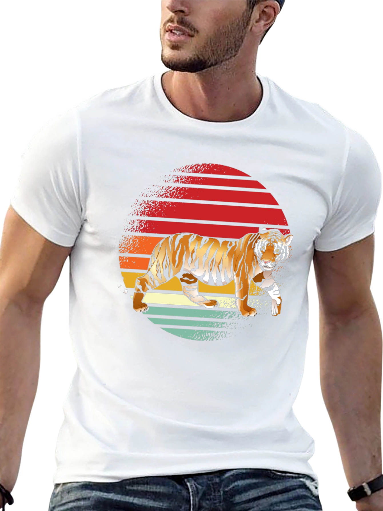 Retro Tiger Graphic T-Shirt - Cool Animal Tee