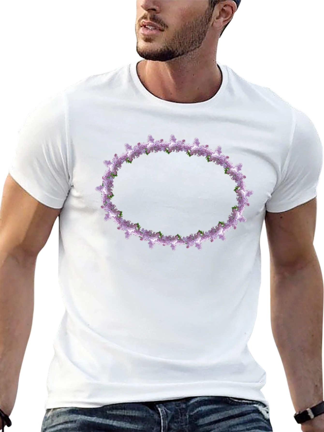 Floral Wreath Graphic Tee - Black