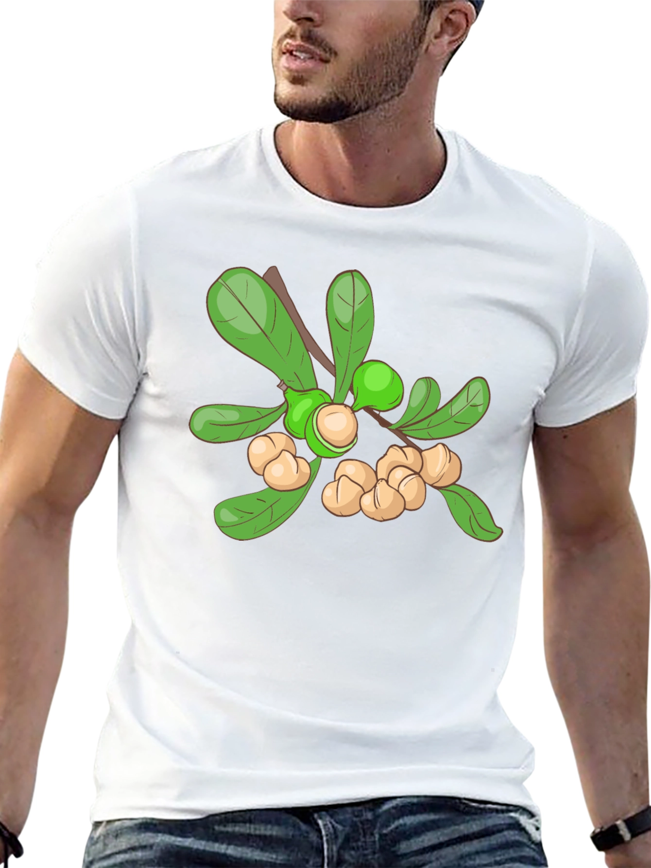 Macadamia Nut Branch Graphic Tee - Black Cotton Blend