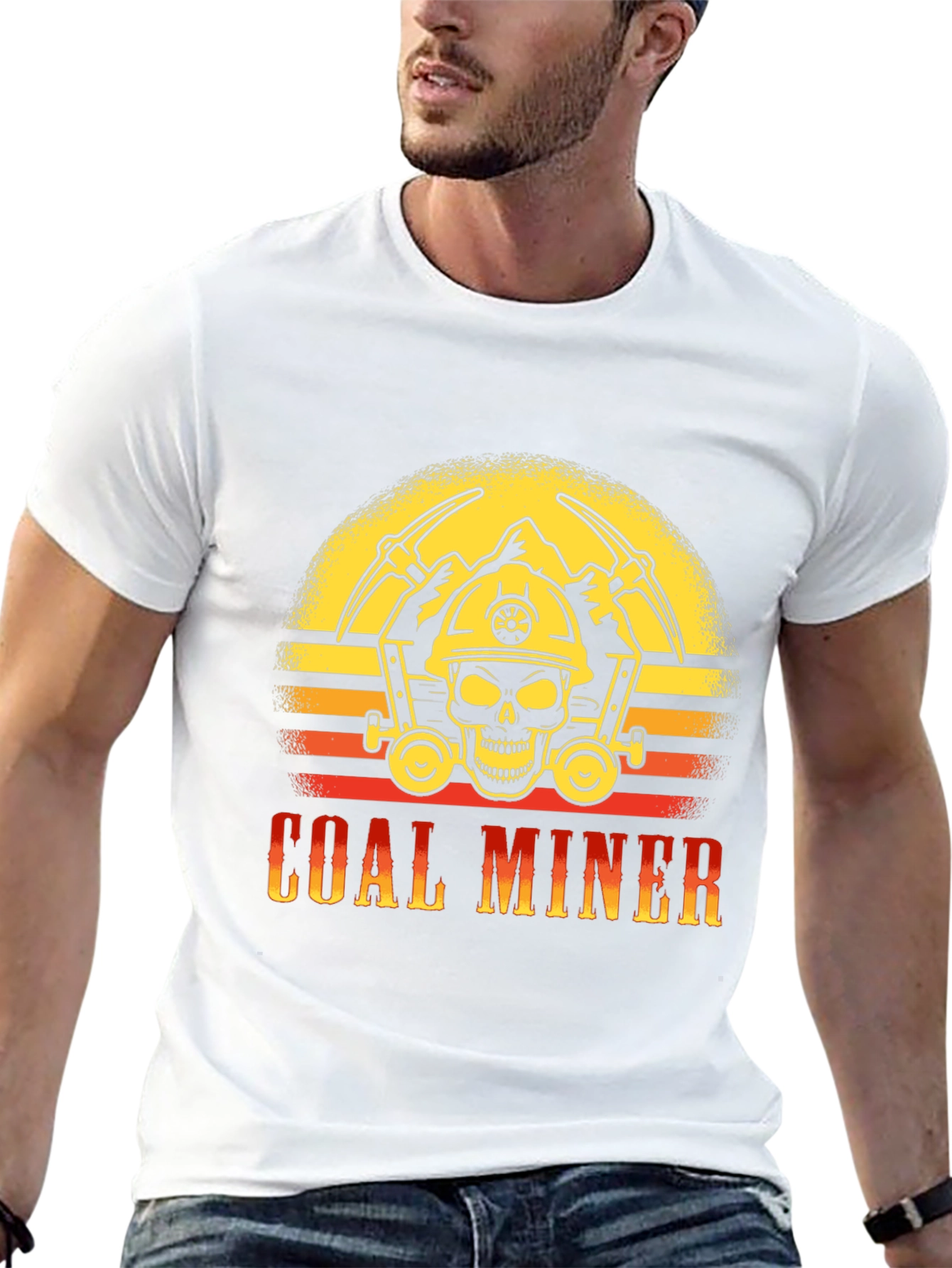Coal Miner T-Shirt - Skull and Pickaxe Design