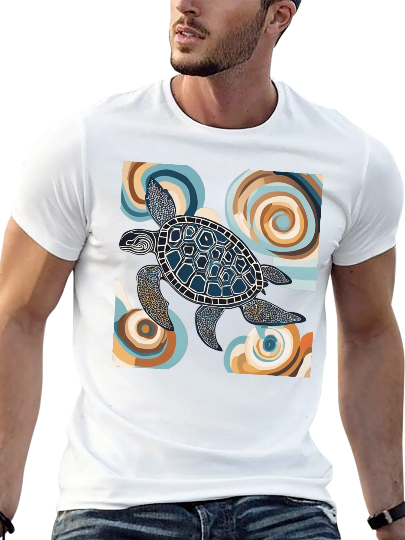 Abstract Turtle Graphic Tee - Black