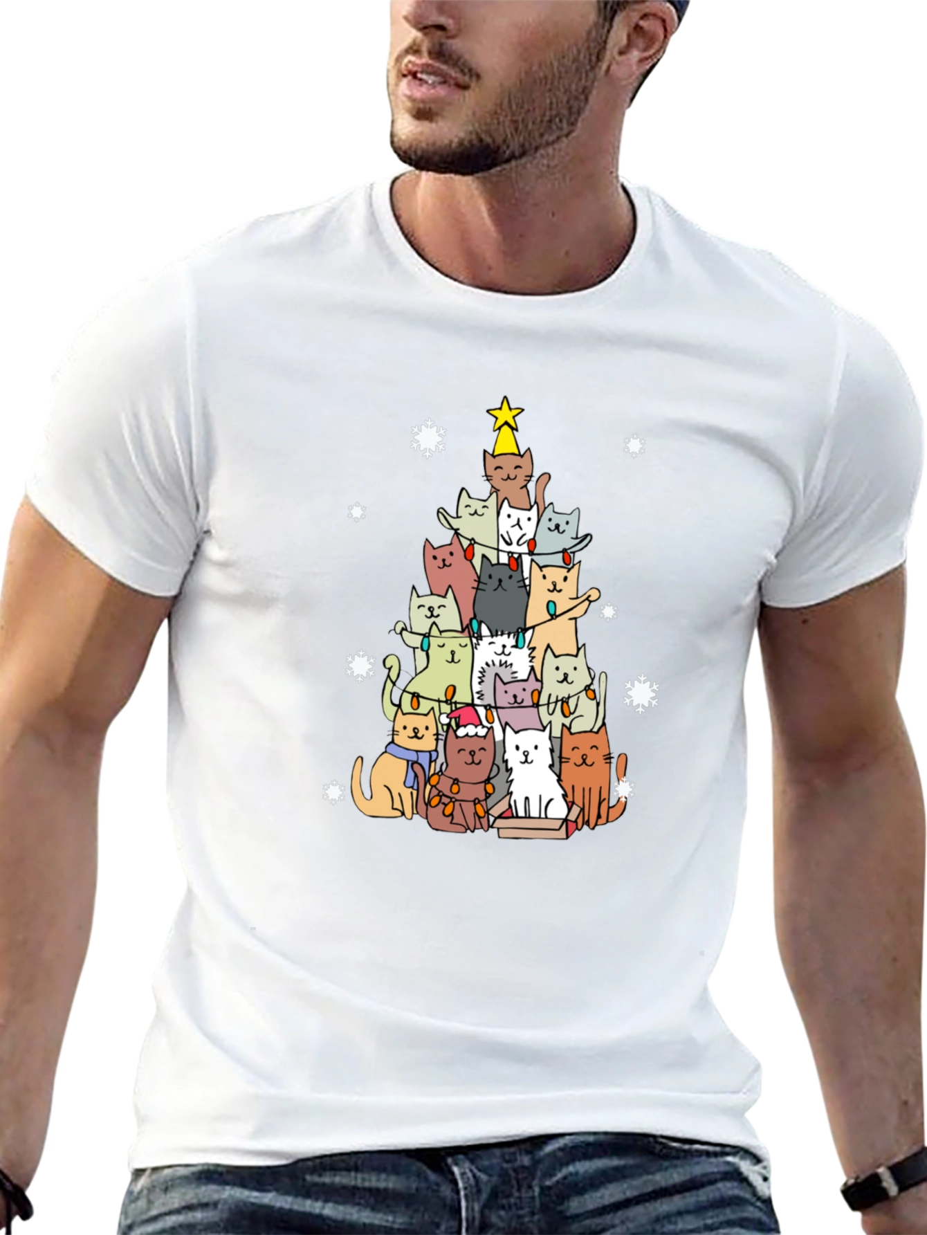 Festive Cat Christmas Tree T-Shirt