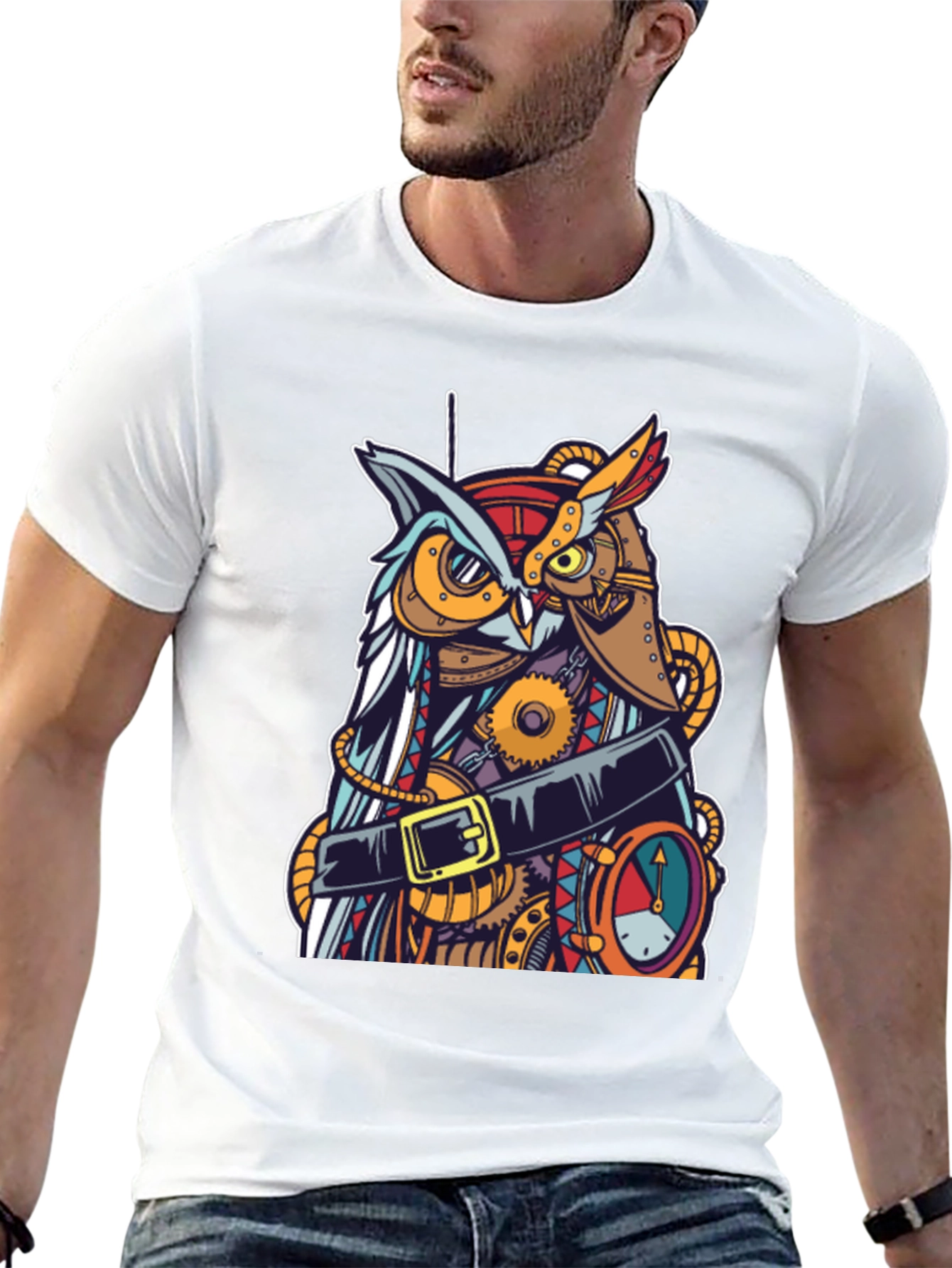 Steampunk Owl Graphic T-Shirt