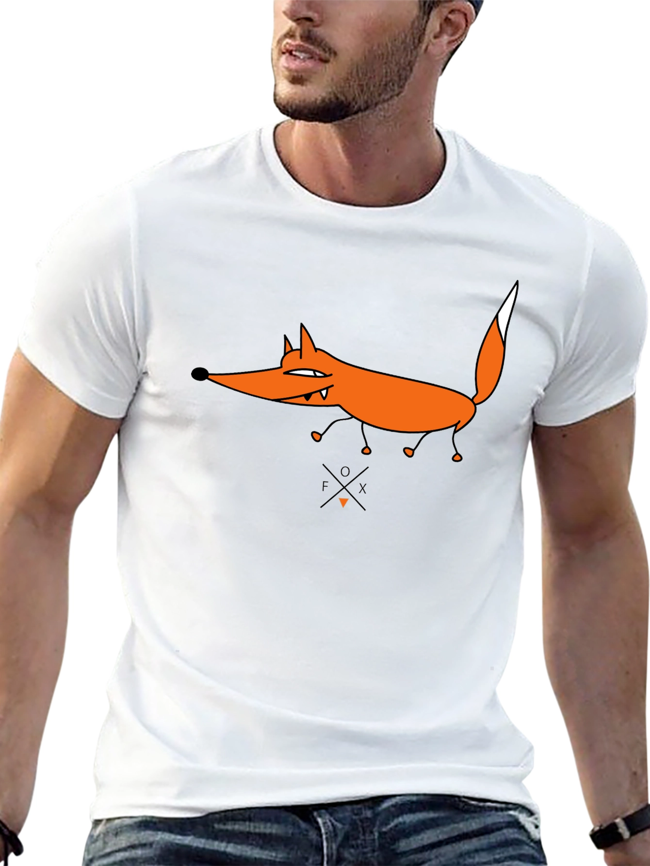 Funny Fox Graphic Tee - Black Cotton T-Shirt
