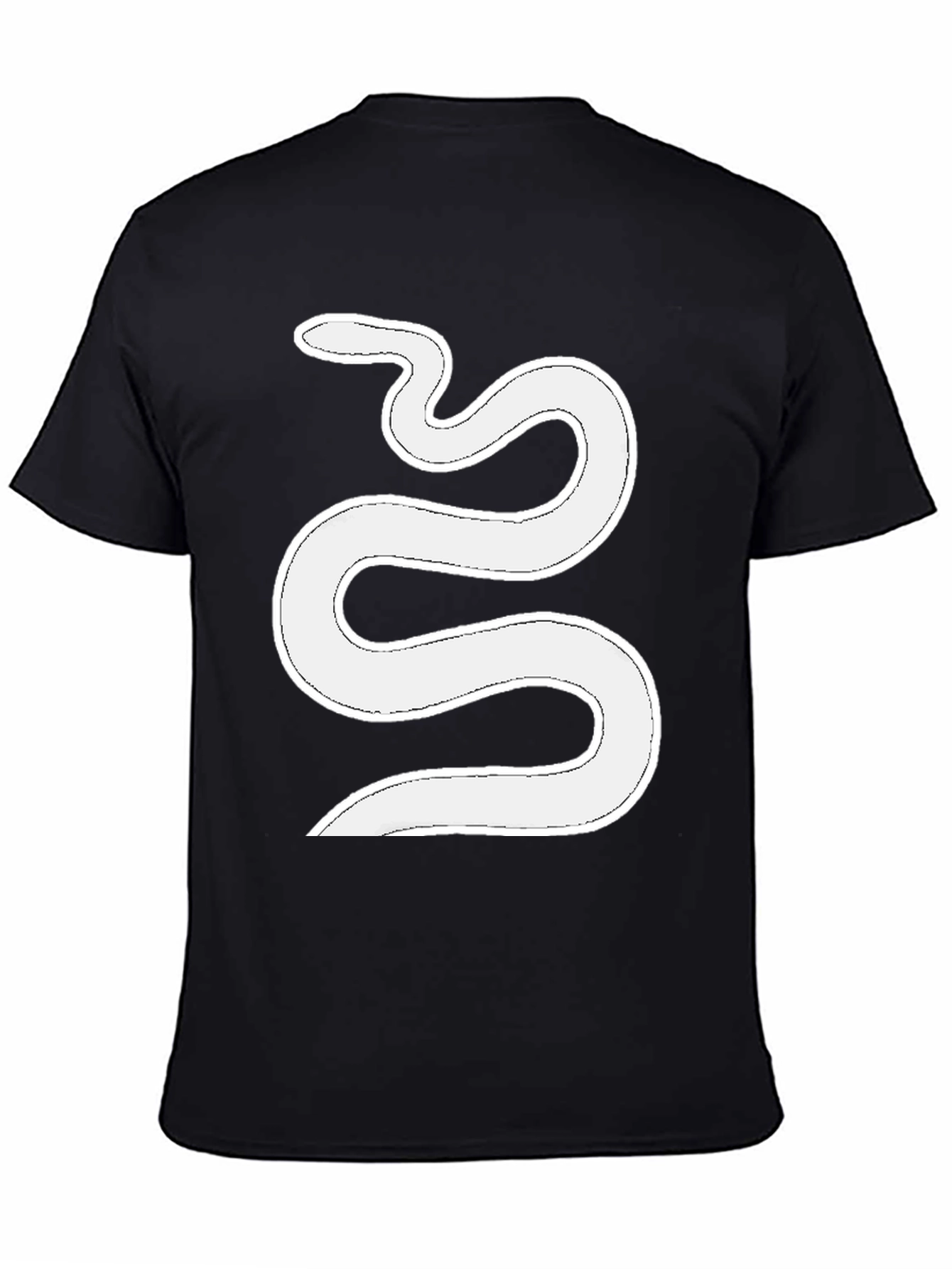 Mens Black T-Shirt with White Snake Graphic