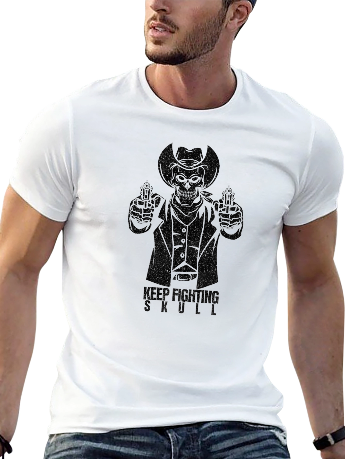Mens Black Graphic T-Shirt - Way Around Skull