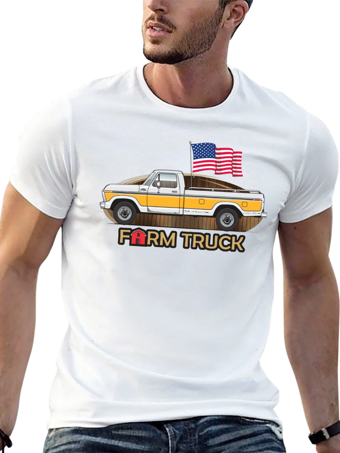Farm Truck American Flag Graphic Tee
