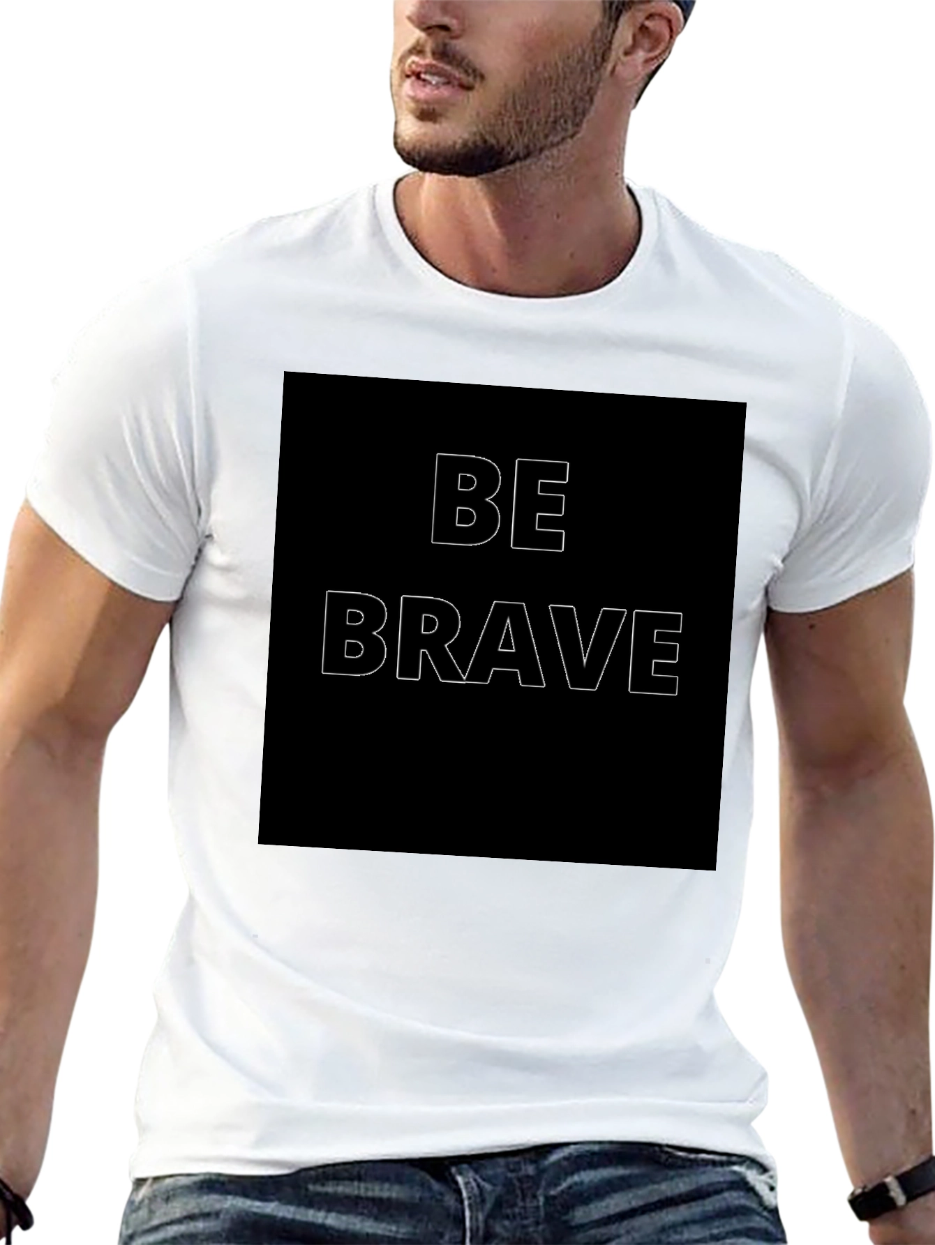 Be Brave Graphic Print Mens Black T-Shirt