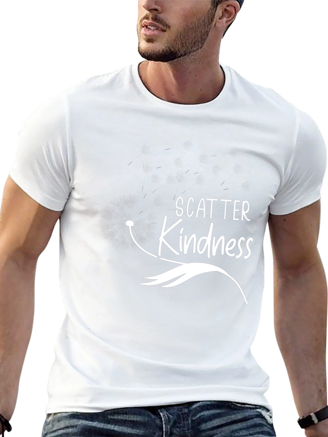 Scatter Kindness Graphic Print Black T-Shirt