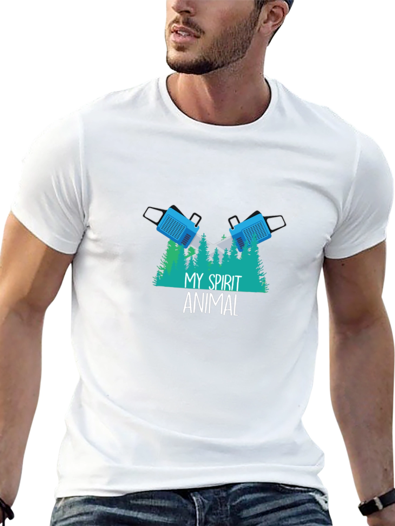 My Spirit Animal Lumberjack Chainsaw Graphic T-Shirt