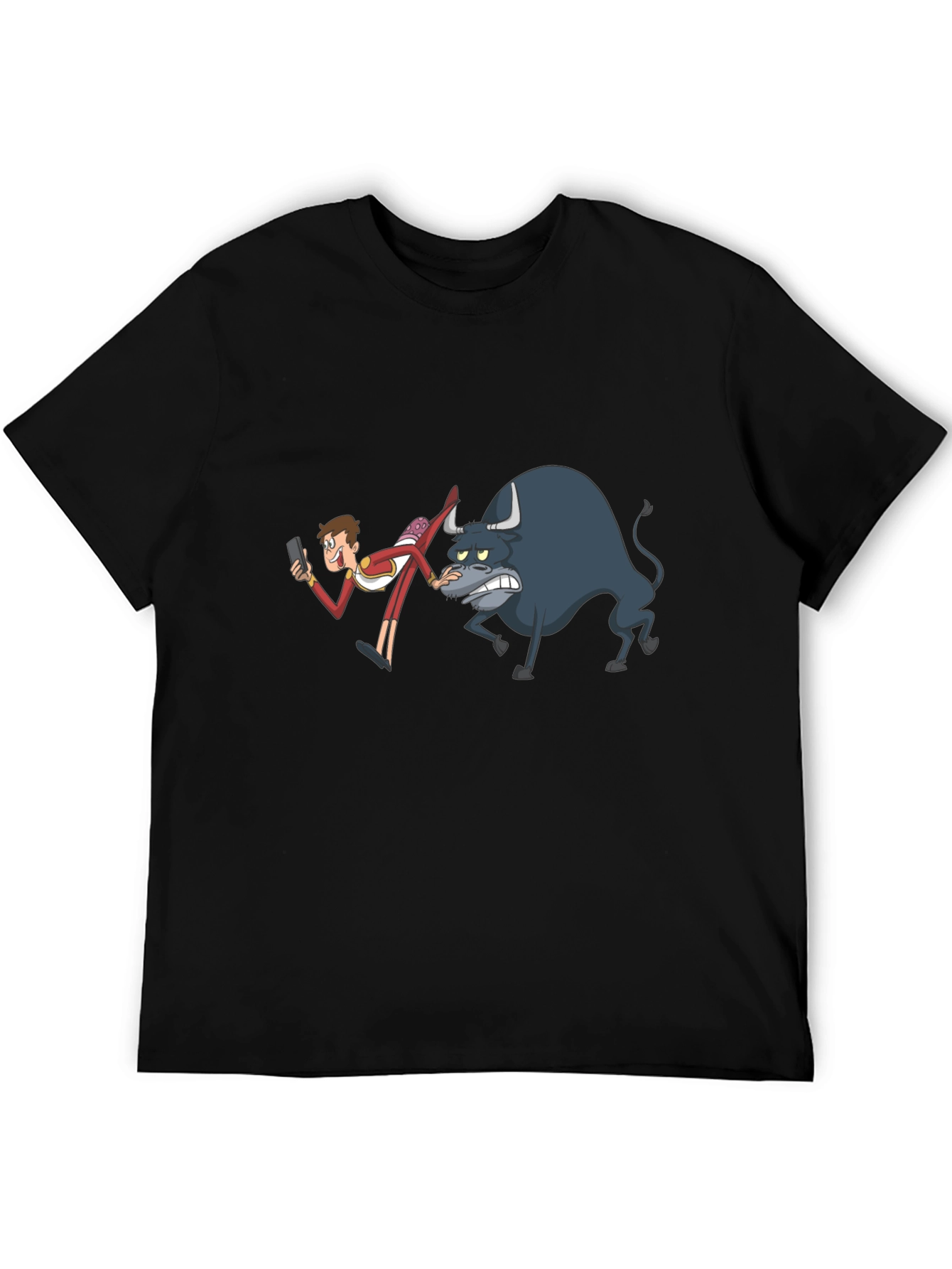 Cartoon Bullfighter Black T-Shirt