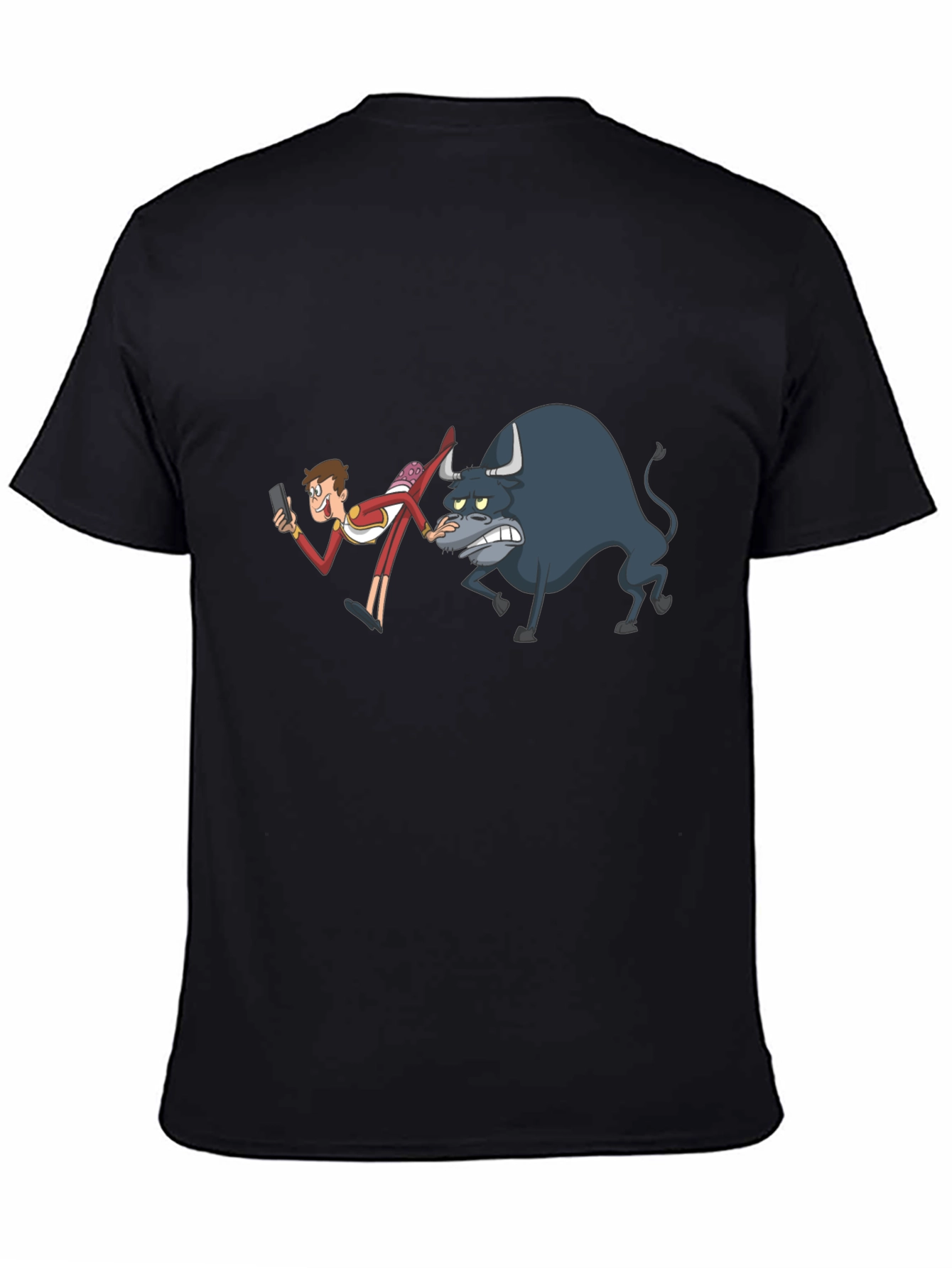 Cartoon Bullfighter Black T-Shirt