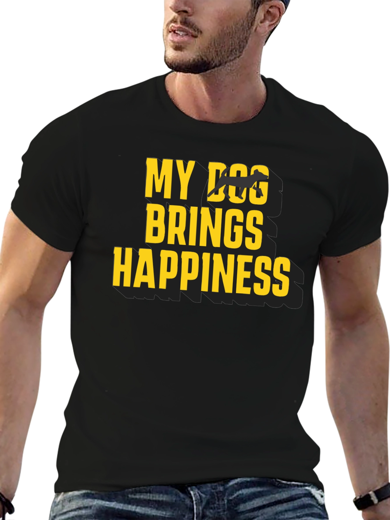 My Dog Brings Happiness T-Shirt Black
