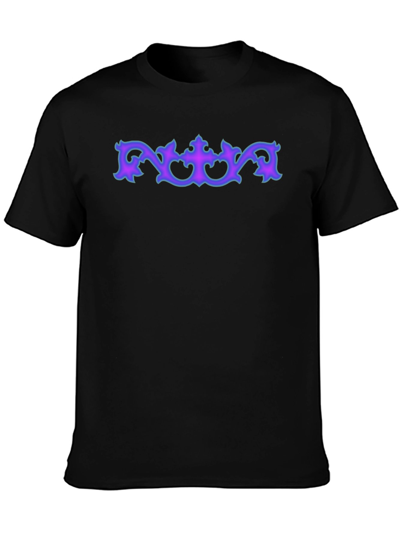 Ornate Accent Graphic Tee - Soft Black Cotton