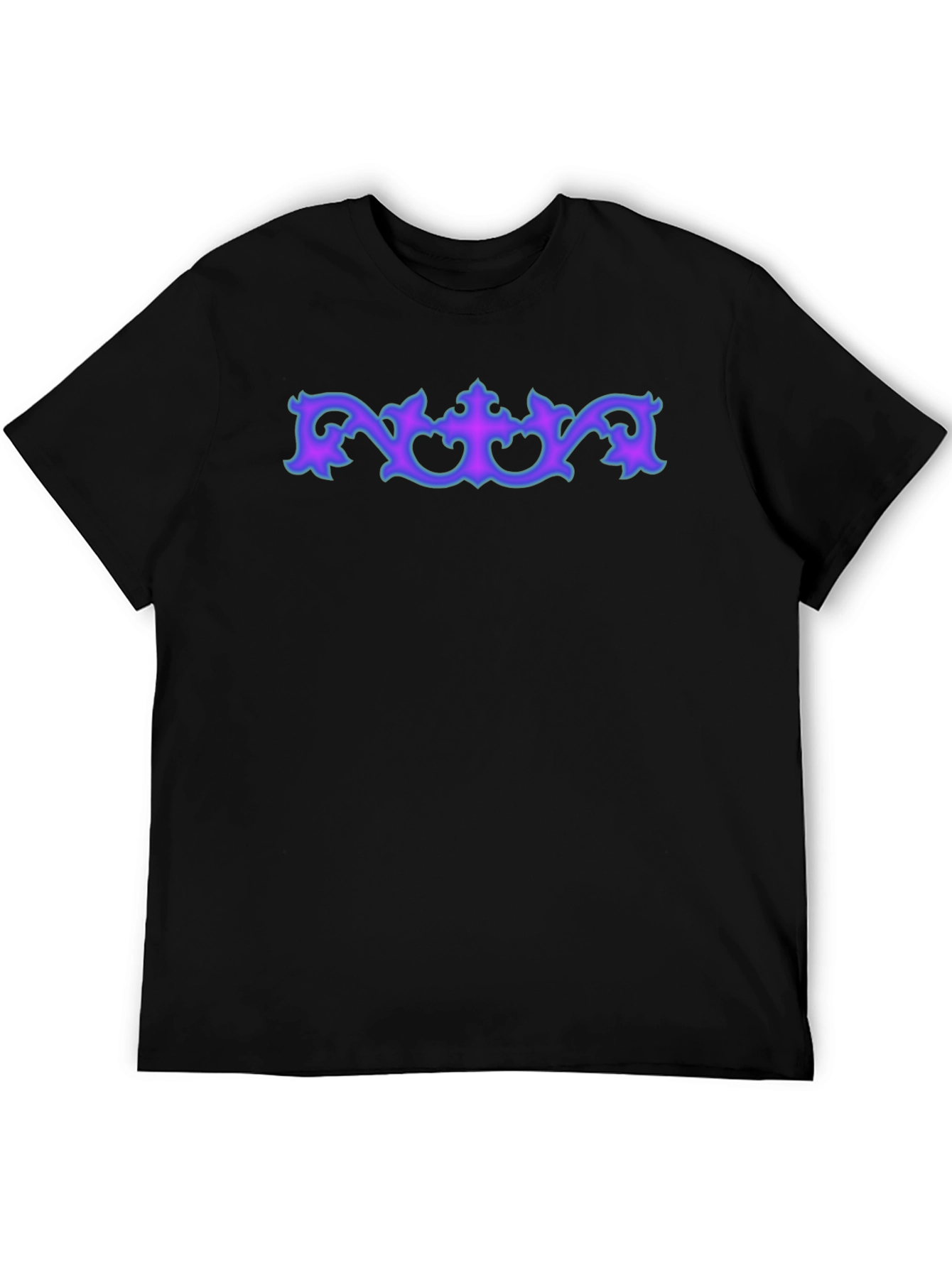 Ornate Accent Graphic Tee - Soft Black Cotton